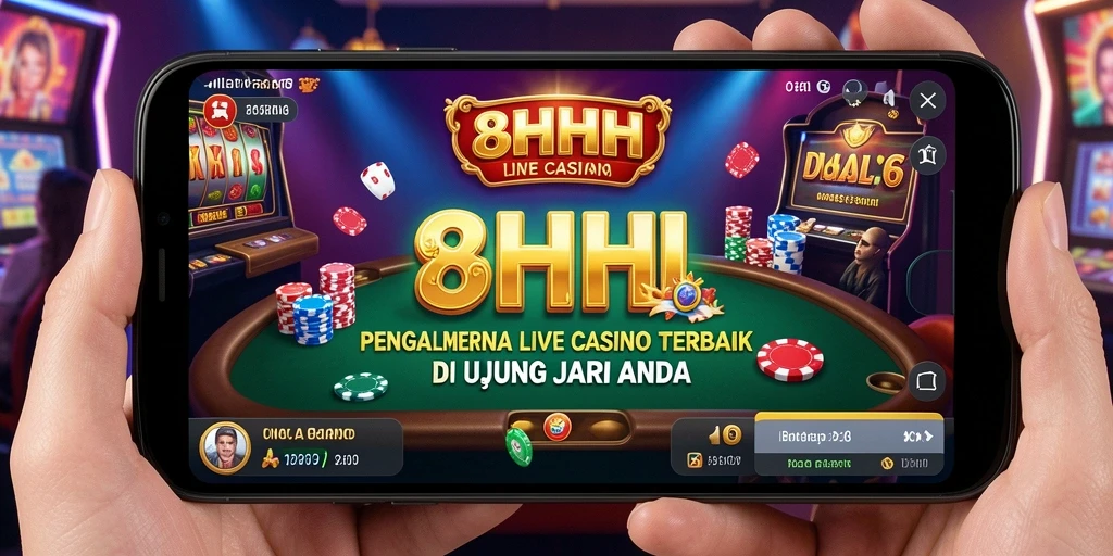 Screenshot gameplay 8HHH menampilkan dealer langsung dengan interaksi yang dinamis.