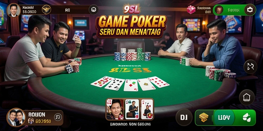 Screenshot gameplay 9SL menampilkan pemain beradu strategi dalam Poker.
