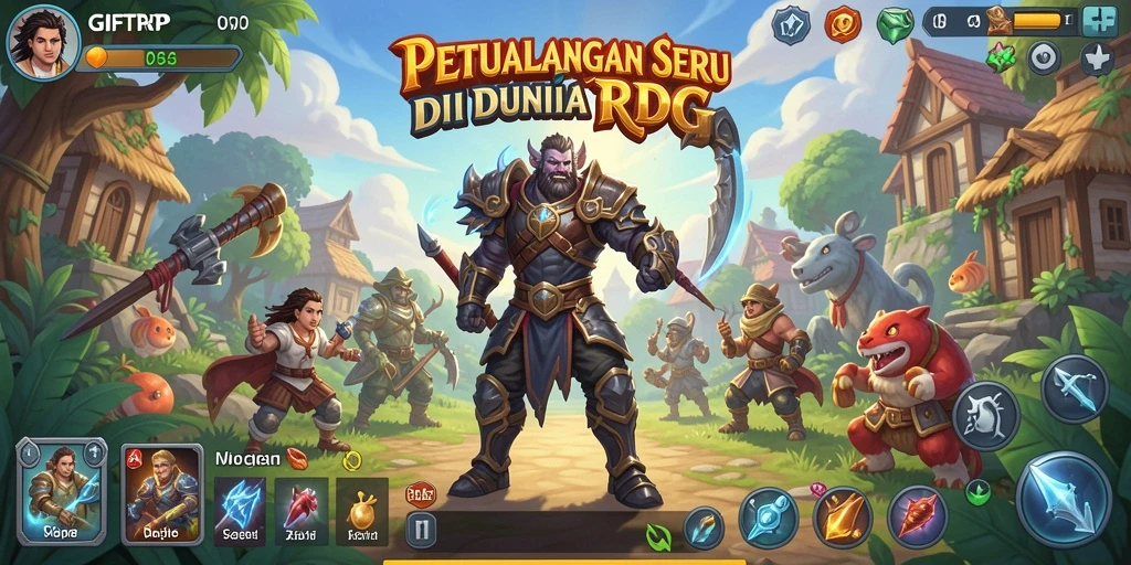 Screenshot menunjukkan aksi seru di dunia RPG GIFTRP.