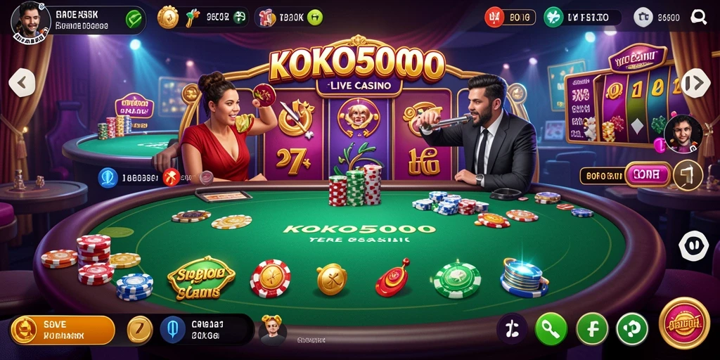 Screenshot KOKO5000 dengan dealer live dan pemain aktif saat bermain.
