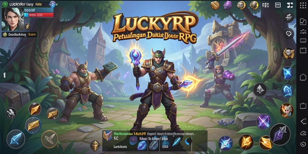 Tangkapan layar gameplay LUCKYRP menampilkan pertarungan epik di dunia fantasi.