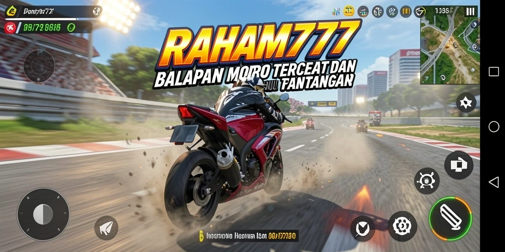 Tampilan menegangkan balapan motor dalam RAHAM777.