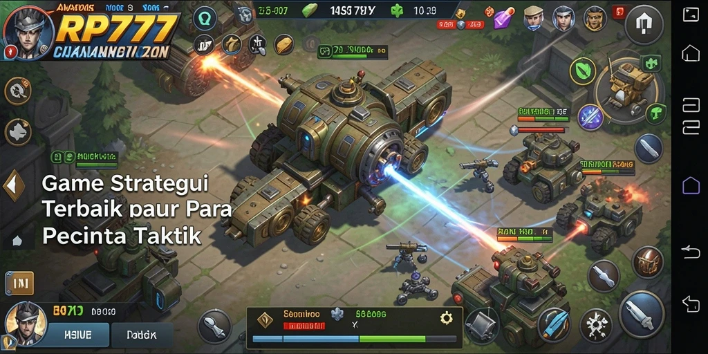 Tangkapan layar utama RP777 menampilkan aksi gameplay strategi yang mendebarkan.